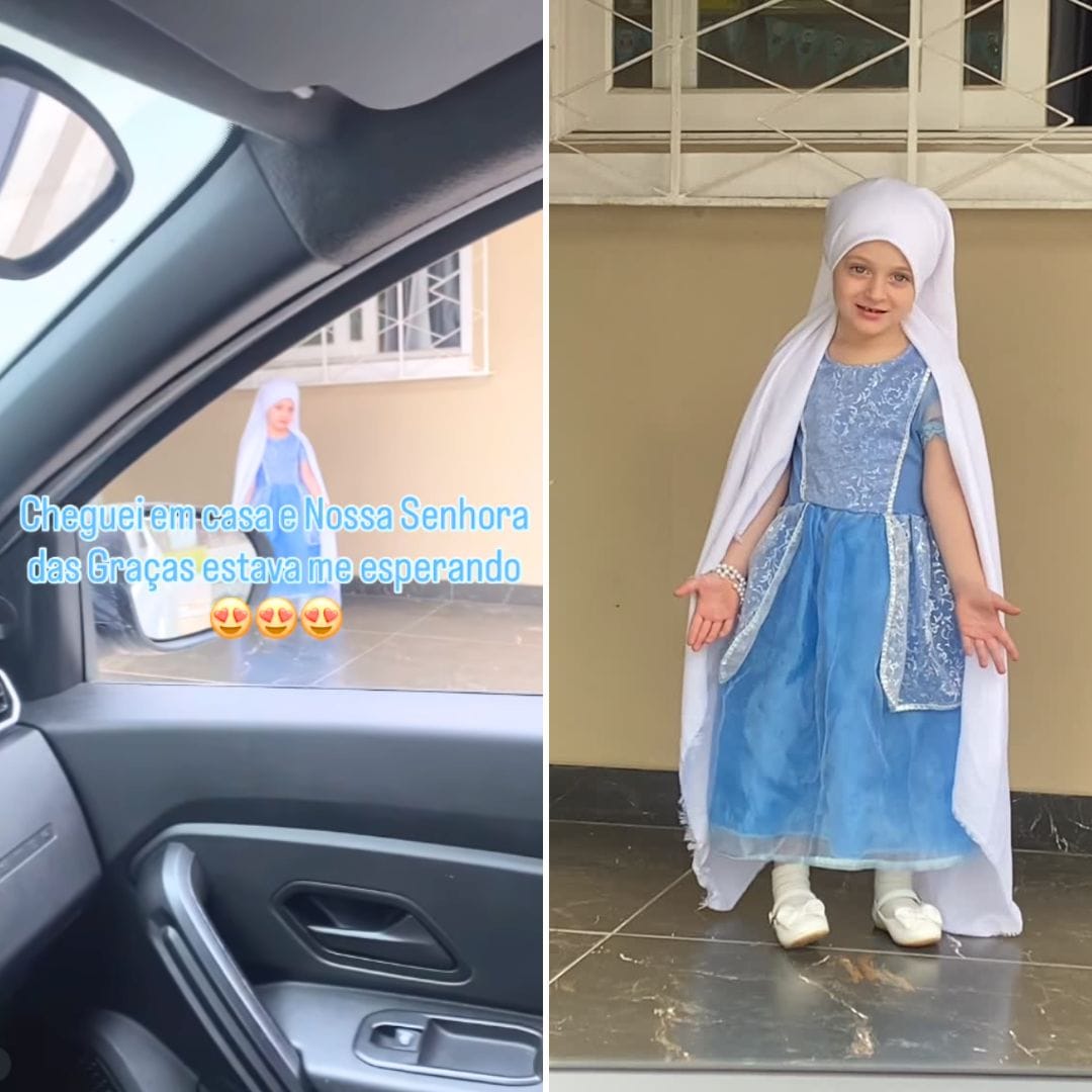 Al volver del trabajo, su hija lo esperaba vestida de la Virgen María: el tierno momento se hizo viral