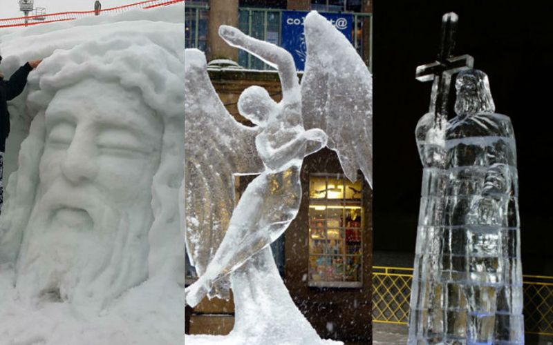 11 increíbles esculturas cristianas hechas en hielo y nieve