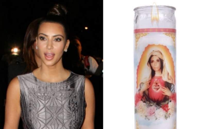 Kim Kardashian pone su rostro en velas blasfemas contra la Virgen María