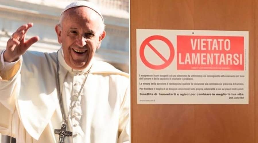 La Divertida advertencia que el Papa colgó en su habitación: Prohibido lamentarse
