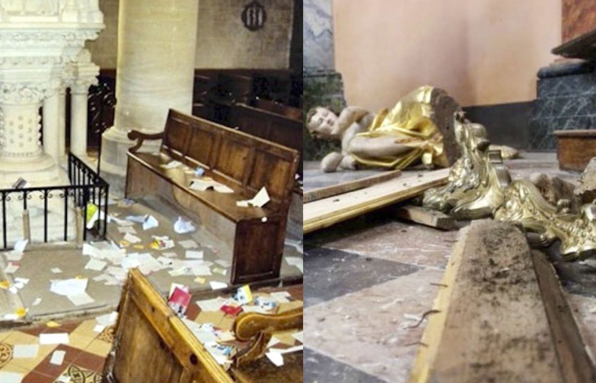 Vándalos destrozan, incendian y manchan con excremento iglesias católicas en Francia