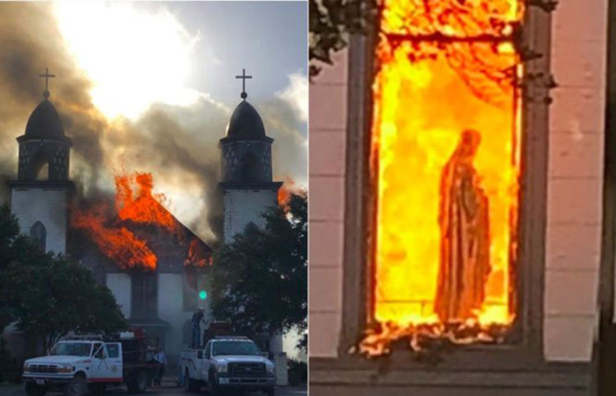 Iglesia histórica de Texas fue destruida por incendio, pero la Eucaristía fue salvada
