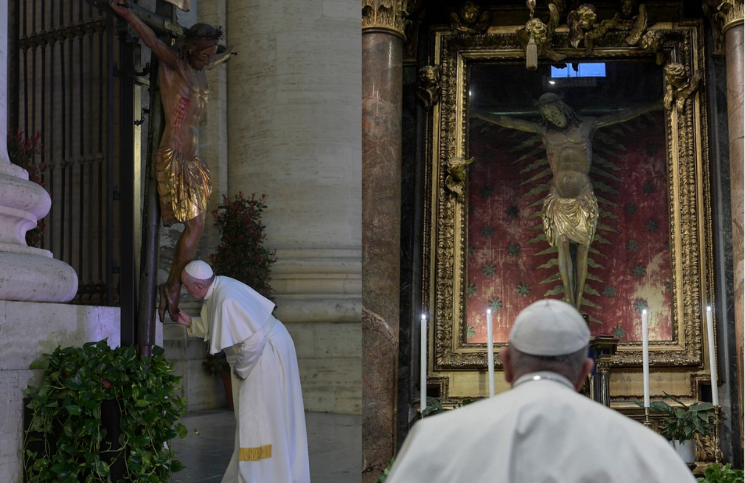 La historia detrás del crucifijo milagroso ante el cual rezó el Papa Francisco