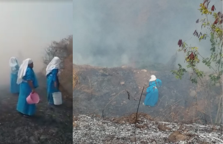 [Video] ¡Monjas bombero! Religiosas combaten un incendio forestal a cubetazos