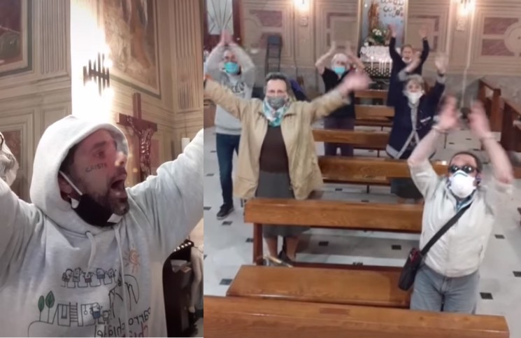 La increíble parodia con la que un sacerdote italiano festeja el retorno de las Misas