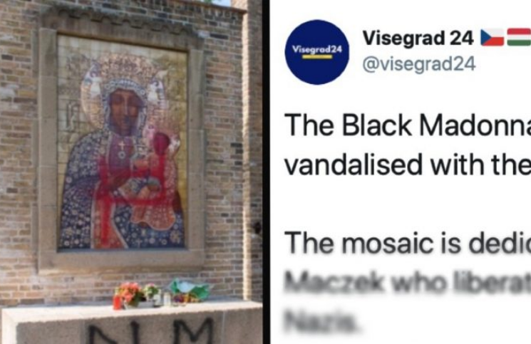 Continúan los agravios a la Virgen: vandalizaron imagen con pintada de Black Lives Matter en Países Bajos