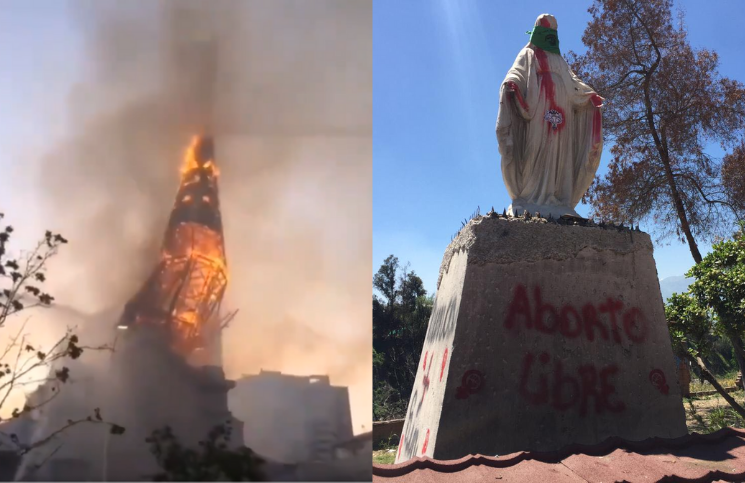 Jornada de intolerancia religiosa en Chile: incendian iglesias y vandalizan imagen de la Virgen