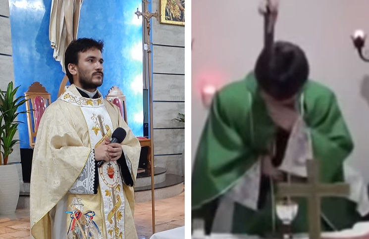 [Video viral] Sacerdote sufre un ataque de risa en plena misa por un percance del corista