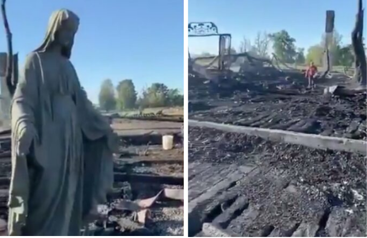 Estatua de la Virgen sobrevive intacta a un devastador incendio