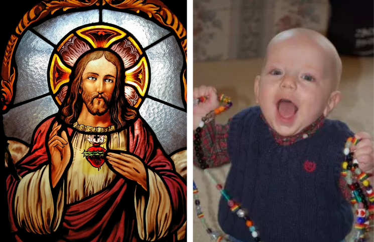 Bebé necesitaba un trasplante de urgencia y la Virgen se apareció con el Corazón de Jesús