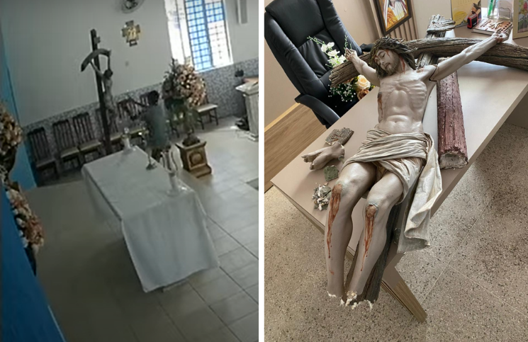 [Video] Joven destruye imagen de Cristo al final de una misa