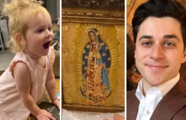 [Video] El actor de Disney David Henrie sorprende a su hija con una pintura de la Virgen de Guadalupe