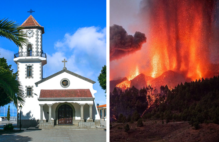 [Video] Pueblo lucha por evitar que la lava del volcán de La Palma arrase su iglesia