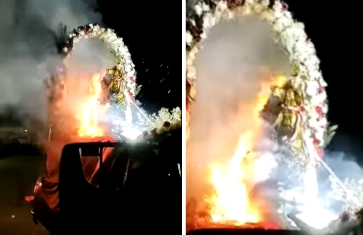 [Video] Virgen de la Merced se incendia en plena procesión