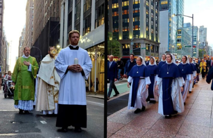 ¡Jesús en Nueva York! Sacerdotes y religiosas protagonizan emocionante procesión eucarística