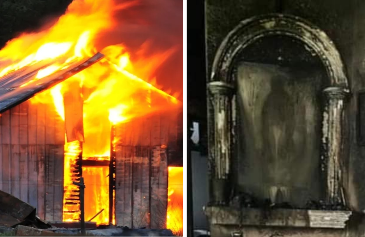 Imagen de la Virgen de Guadalupe queda plasmada en la pared tras incendio de una casa