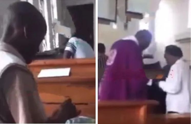 [Video] Hombre intenta consumir sustancias ilícitas durante la misa