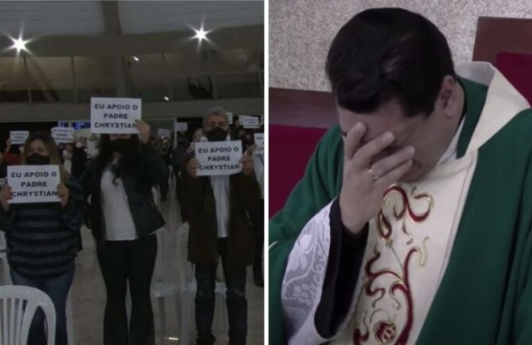 Apoyo de fieles emociona a sacerdote que denunció enseñanza de “poliamor” en un colegio