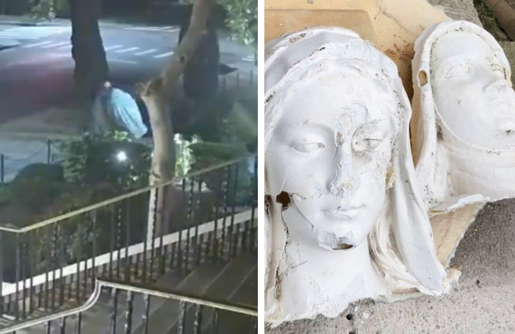[Video] "Es desgarrador", mujer destruye estatuas de la Virgen María y Santa Teresa de Lisieux